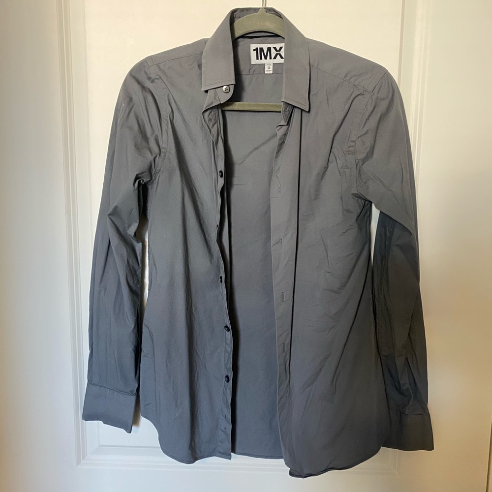 Men’s 1MX EXPRESS *Extra Slim Fit Gray Dress Shirt